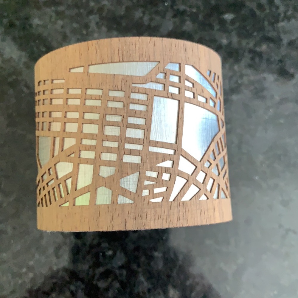Bracelet Cuff: boston map, laser cut wood